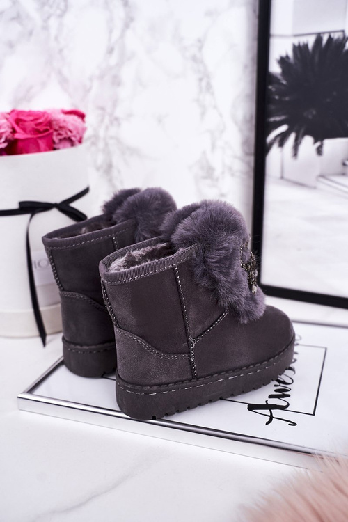 Children's Snow Boots Insulated With Fur Suede Grey Amelia