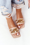 Leather Slippers With A Chain Nude French Kiss