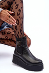 Women's Leather Boots On Massive Platform Black Savira