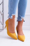 Women's Suede Pointed Stilettos Yellow Cream