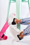 Buty Sportowe Damskie Platforma Biało-Czarne Eliso