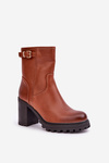 Insulated ankle boots with buckle brown Selavia