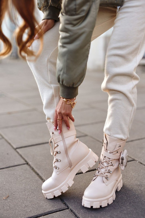 Women's Boots With Small Bag Beige Seul