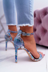 Lu Boo Snakeskin Stiletto Sandals Blue