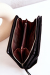 Large Leather Wallet On Zipper Black Loreaine