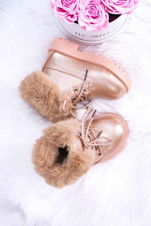 Warmed Children's Booties Trappers Pink Gold Fobos