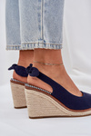 Wedge Sandals With Braiding Navy Nanalis