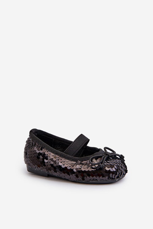 Children's Ballerina Flats Adorned with Sequins Black Weries