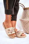 Women's Slides With Shells Beige Summers