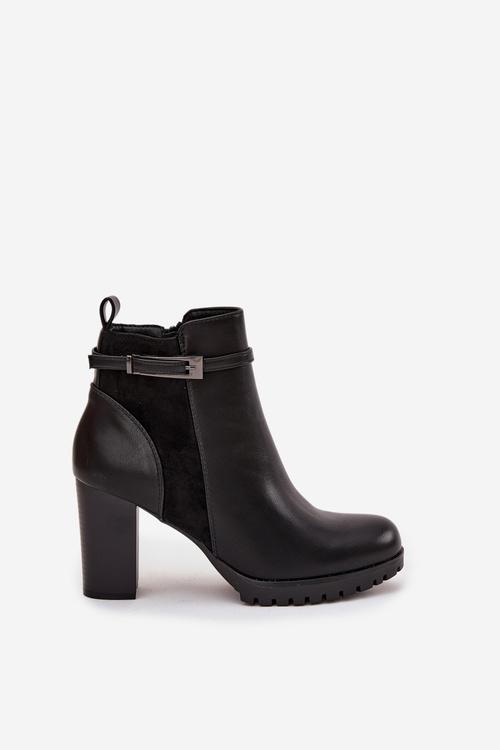 Women's ankle boots on heel with strap black Mirielle