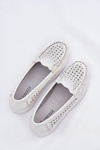 Leather Women's Moccasins With Openwork Pattern Vinceza 88028 White