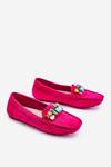 Women's Suede Loafers With Crystals Fuchsia Lucille