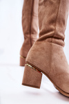 Classic Suede Boots With Zipper Beige Leyette