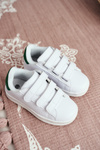 Kids' Velcro Sports Shoes White and Green Fifi
