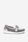Leather Women's Moccasins With Decoration D&A LR51-966 Silver