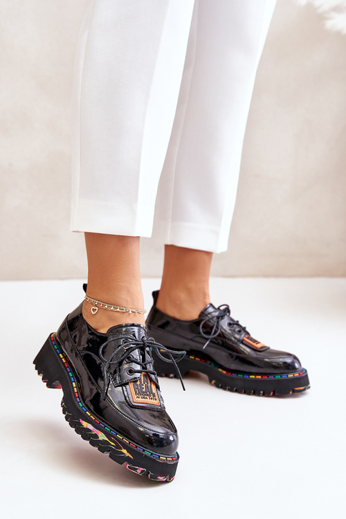 Lacquered Women's Lace-Up Shoes Artiker 55C0499 Black