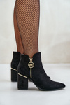 Women's Heeled Booties with Pointed Toes Eco Suede Black Raisha