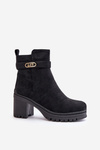 Women's Heeled Boots Eco Suede Insulated Zip Black Laonora
