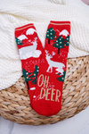 Women's Christmas Socks Anti-Slip Red OH DEER