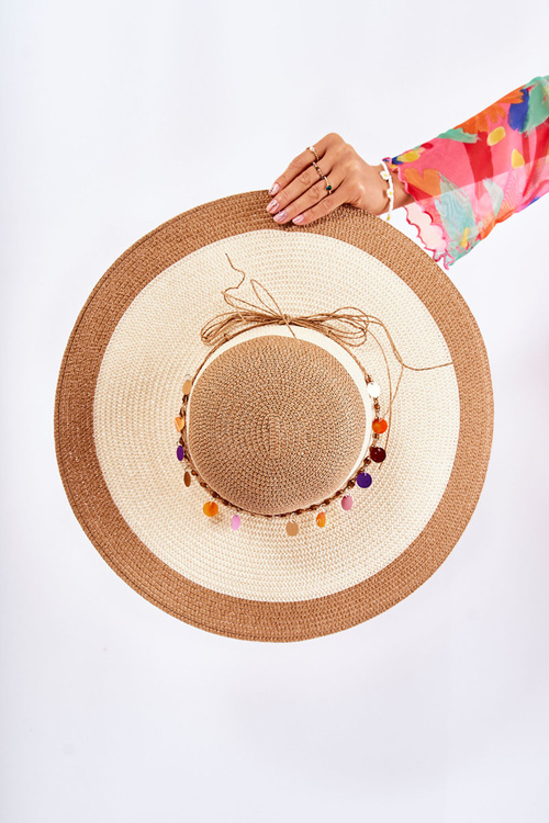Straw Hat With Decorative Strip Beige-brown Lanetta