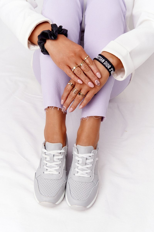 Leather Wedge Sneakers S.Barski Grey