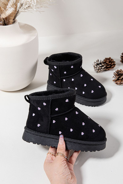 Children's Snow Boots With Hearts Black Gracina