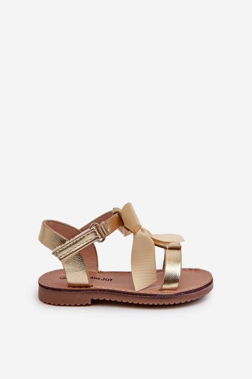 Children's Sandals With Bow and Velcro Golden Joratia