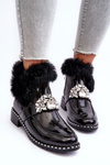 Women's Flat Heel and Platform Ankle Boots Black Linestta
