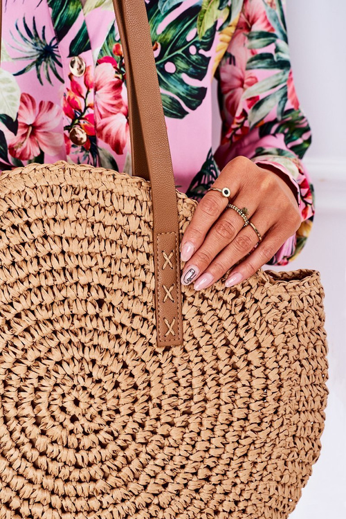 Braided Shoulder Bag BRUNO ROSSI Camel