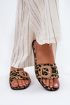 Flat Women's Slippers With Decorative Buckle Leopard Clariola