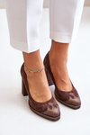 Suede Pumps On Heel Brown Laura Messi 2702