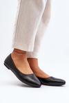 Women's Black Eco Leather Ballerina Flats Tindomiel