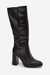 Women's Heeled Boots Made of Eco Leather Insulated Black Lyvella