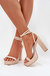 Women's Heeled Sandals With Strap Beige Fevenne
