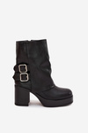 Women's Heeled Ankle Boots With Buckles Black Marena
