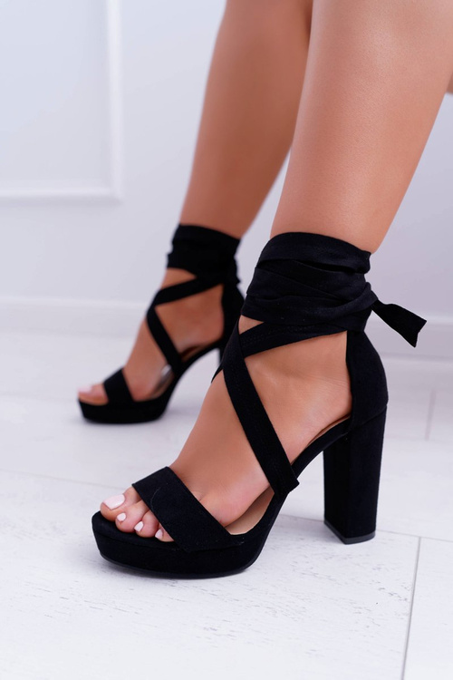 Women's Stiletto Platform Tied Sandals Black LaFiesta