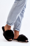 Women's Black Slippers with Faux Fur Vienitta