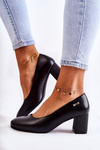 Leather Pumps On A Block Heel Sergio Leone PB178 Black