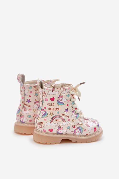 Children's insulated boots with zipper unicorns beige Tiptop