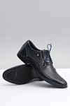 Navy Blue Leather Elegant Massimiliano Half Boots