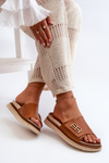 Zazoo 50101 Women's Leather Platform Slides Brown
