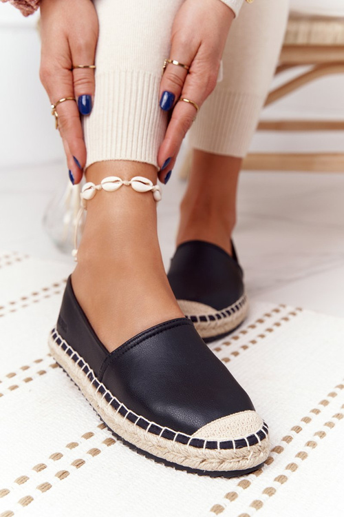 Leather Espadrilles On A Braided Sole Big Star HH274505 Black