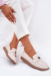 Ladies elegant moccasins with a decorative small detail Vinceza 62208 beige