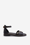Zazoo 40378 Flat Women's Leather Sandals Black