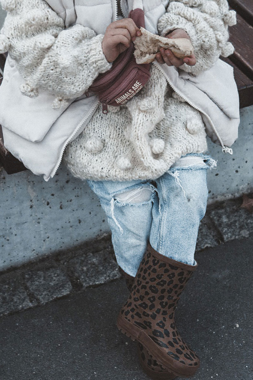Children's Galoshes With Leopard Pattern Brown Nanny