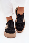 Damskie Sneakersy Platforma Zamsz Czarne Vinceza 79561