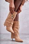Leather Slip-On Boots On A High Heel beige Steffi 