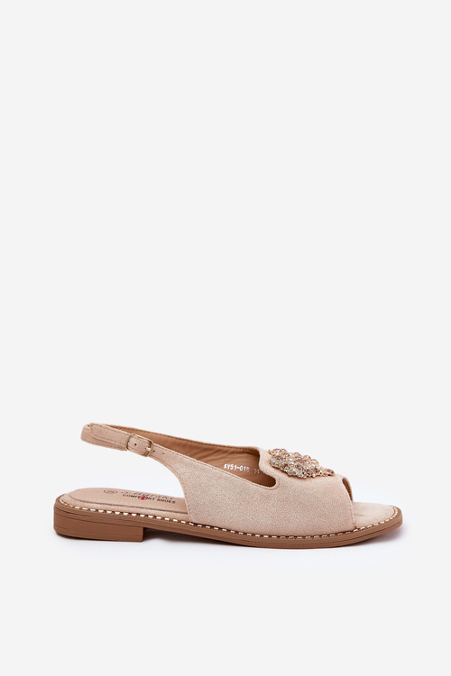 Women's Sandals With Decorative Heart S.Barski KV27-018 Beige