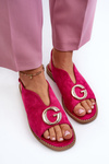 Elegant Women's Sandals with Eco Suede Decoration S.Barski KV27-058 Fuchsia