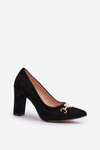 Black Suede Pumps with Heart on Heel Zazoo 2453/OS